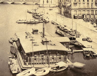 Sempers Waschschiff um 1870 (Bild: BAZ). Grösseres Bild durch Draufklicken. 